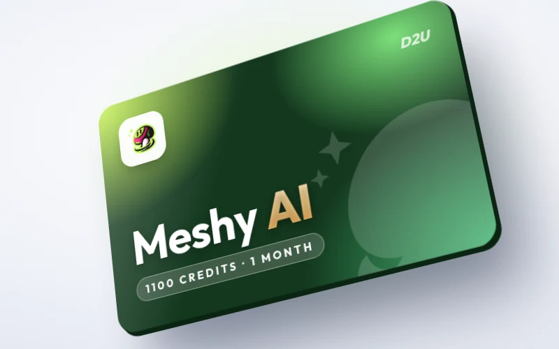 اشتراك Meshy AI لمدة شهر (1100 كريديت)